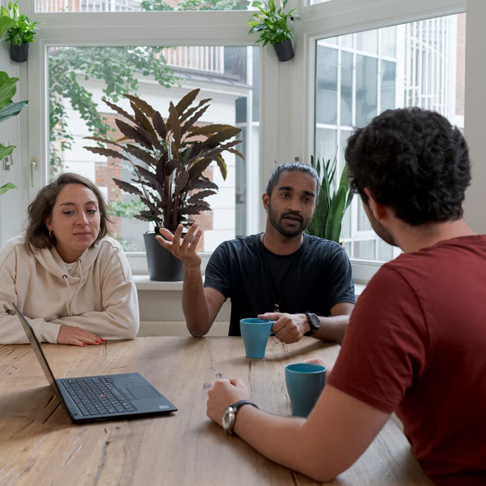 Team leaders planning an all hands meeting