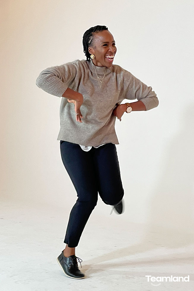woman having fun team building at Teamland Silly Games