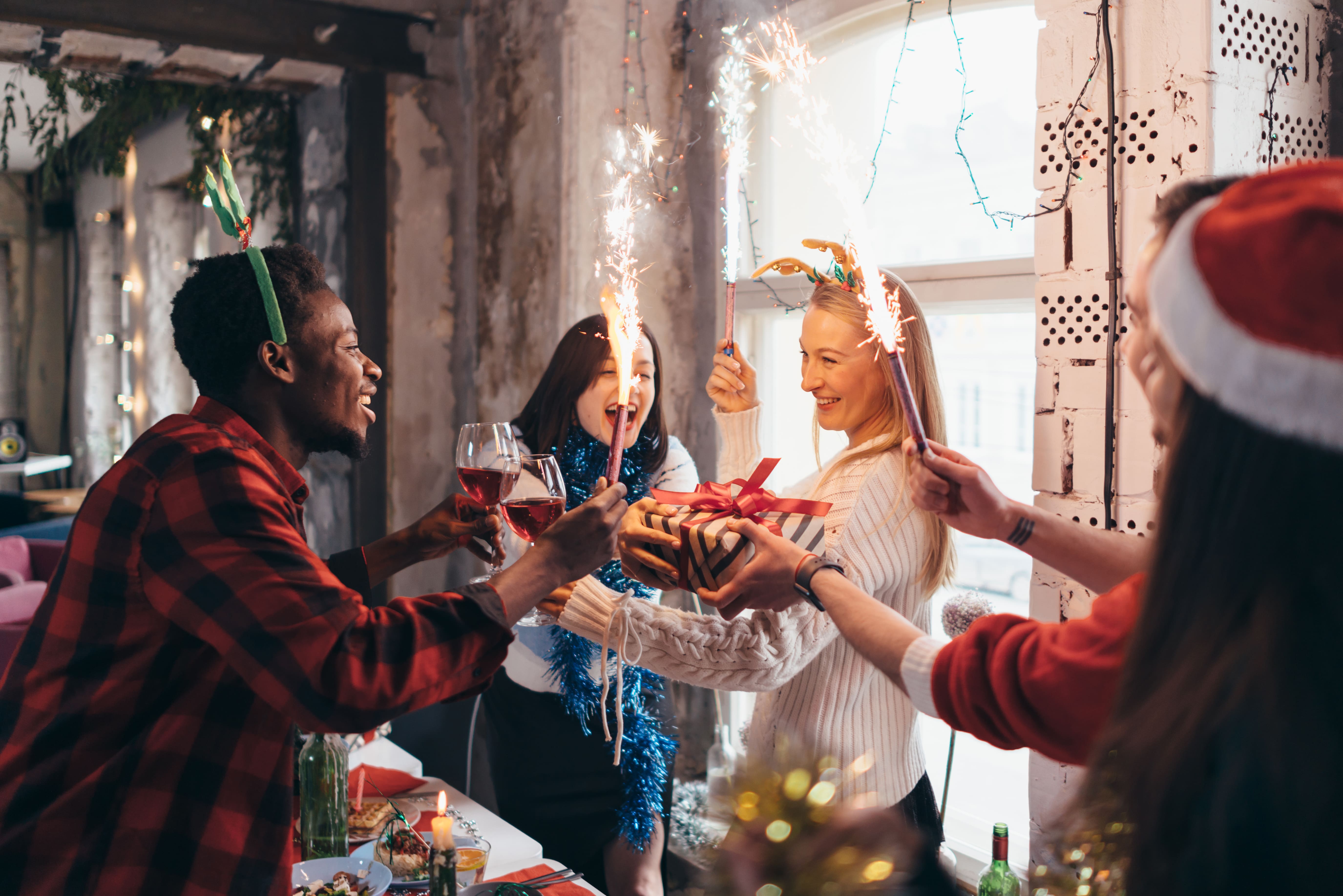 Group of friends toasting drinks