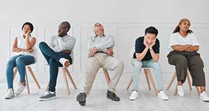 Bored team on a chair