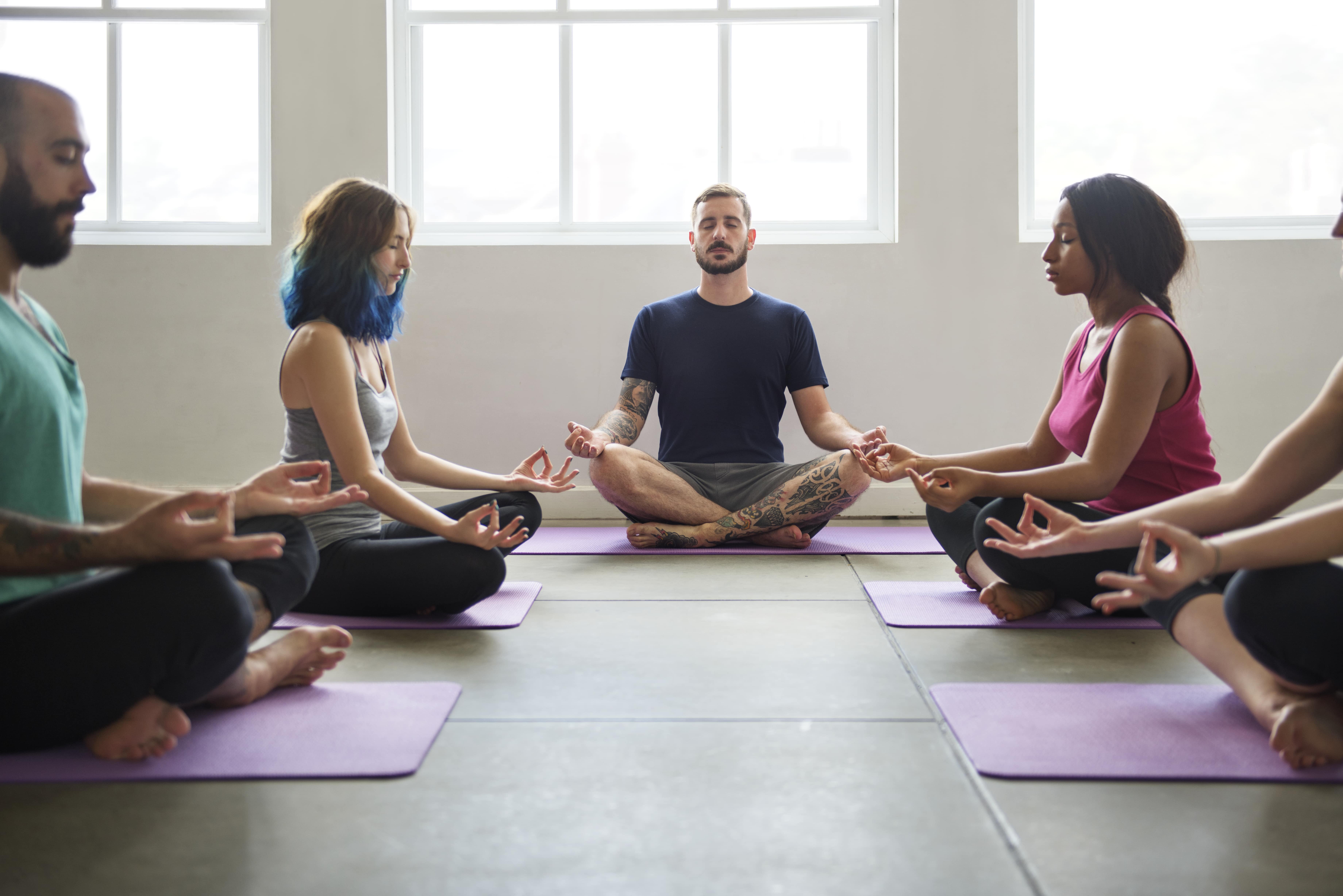 Meditation activity with colleagues