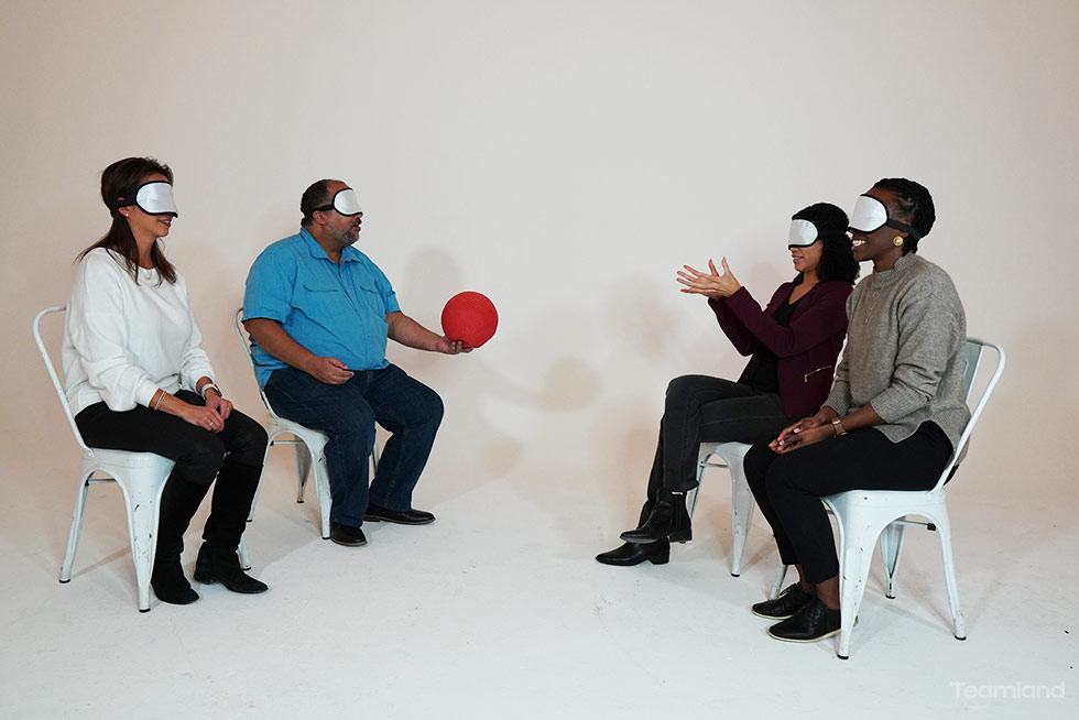 group of people playing in Office Olympics for Teamland